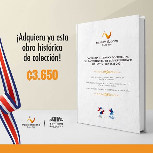 Fotografía de libro y una bandera de Costa Rica