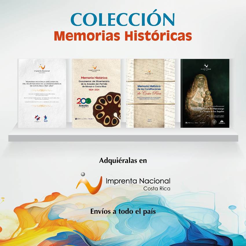 Anuncio de la Colecci&oacute;n de Memorias Hist&oacute;ricas de la Imprenta Nacional donde se muestran las portadas de los libros disponibles. Abajo el texto Adqui&eacute;ralas en Imprenta Nacional. Env&iacute;os a todo el pa&iacute;s.